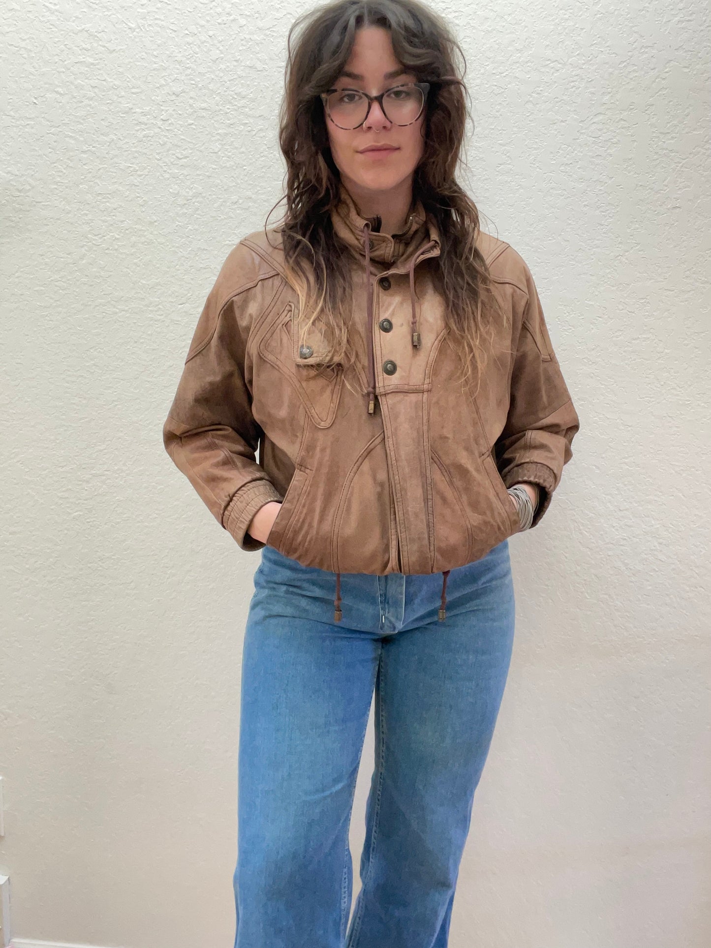 Vintage Leather Bomber Jacket