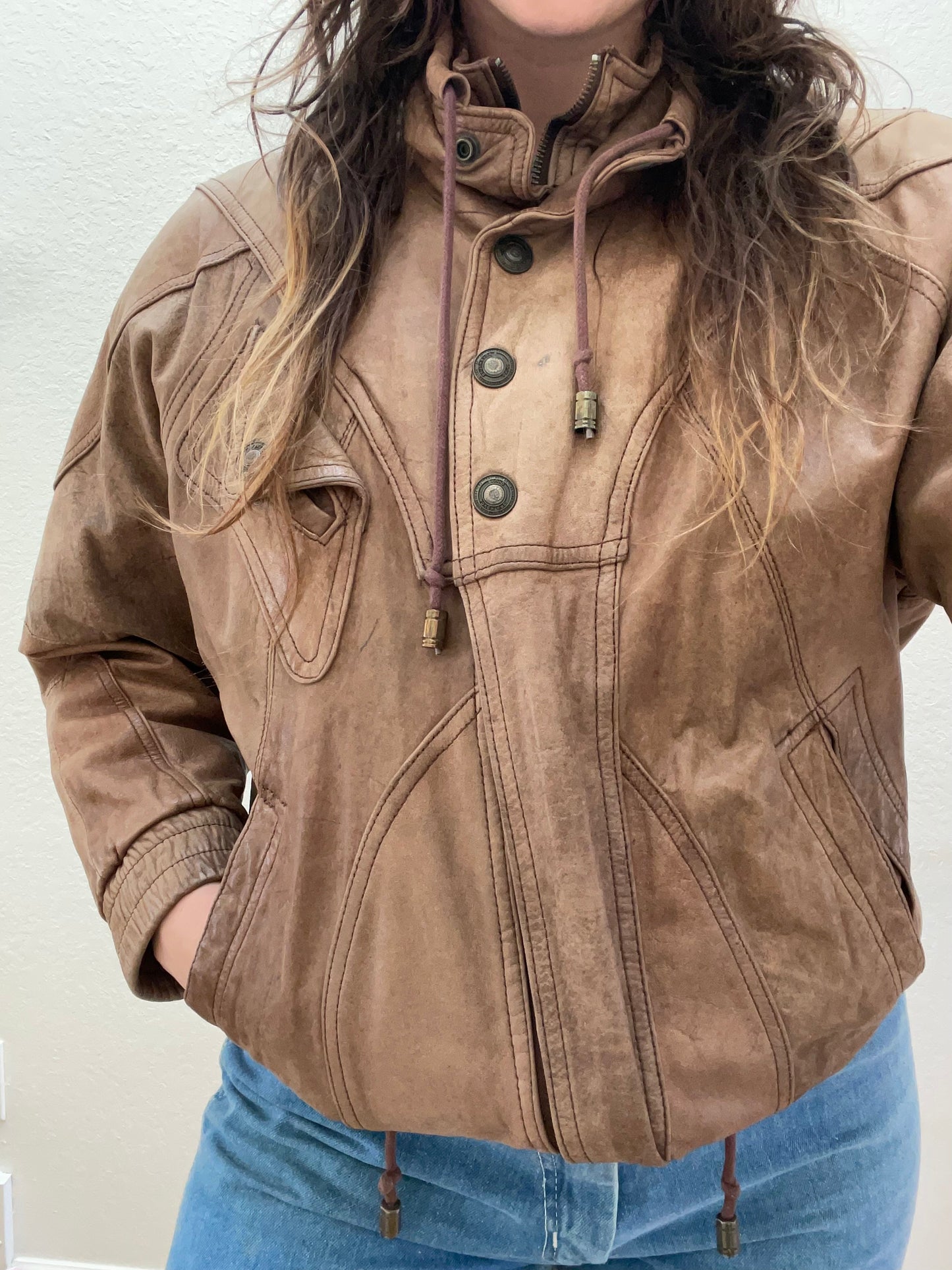 Vintage Leather Bomber Jacket