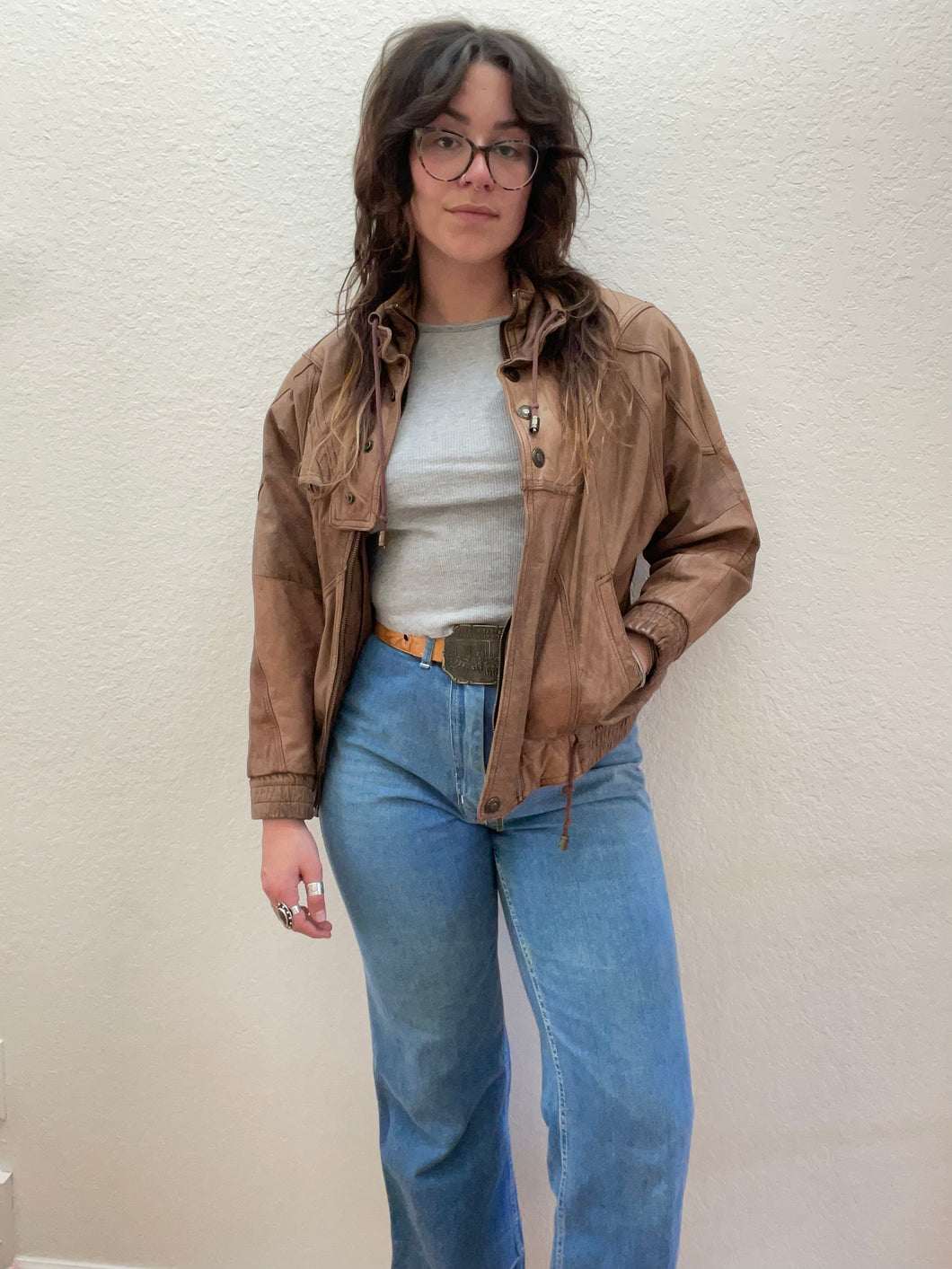 Vintage Leather Bomber Jacket