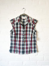Load image into Gallery viewer, Plaid Cap Sleeve Blouse
