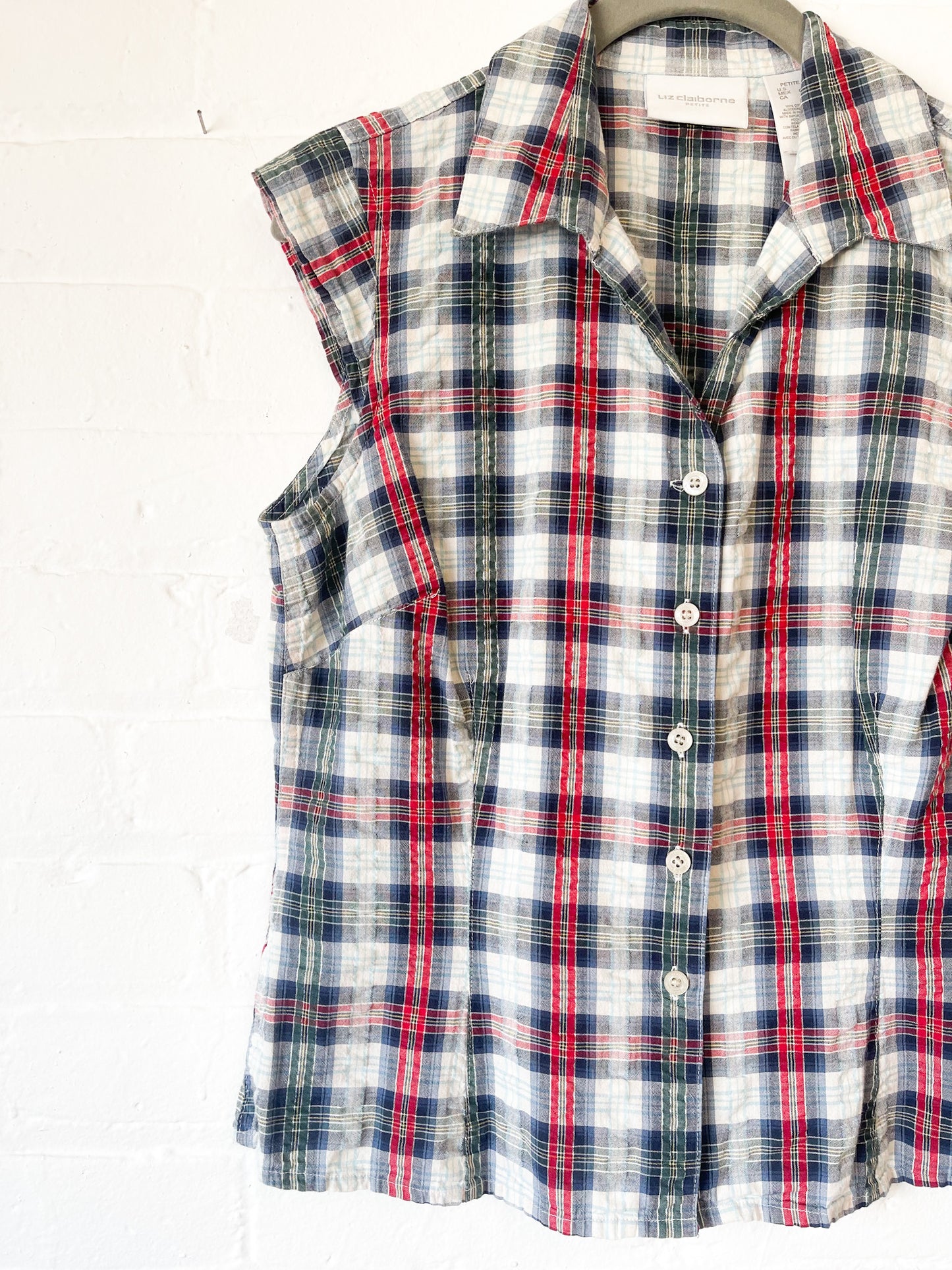 Plaid Cap Sleeve Blouse