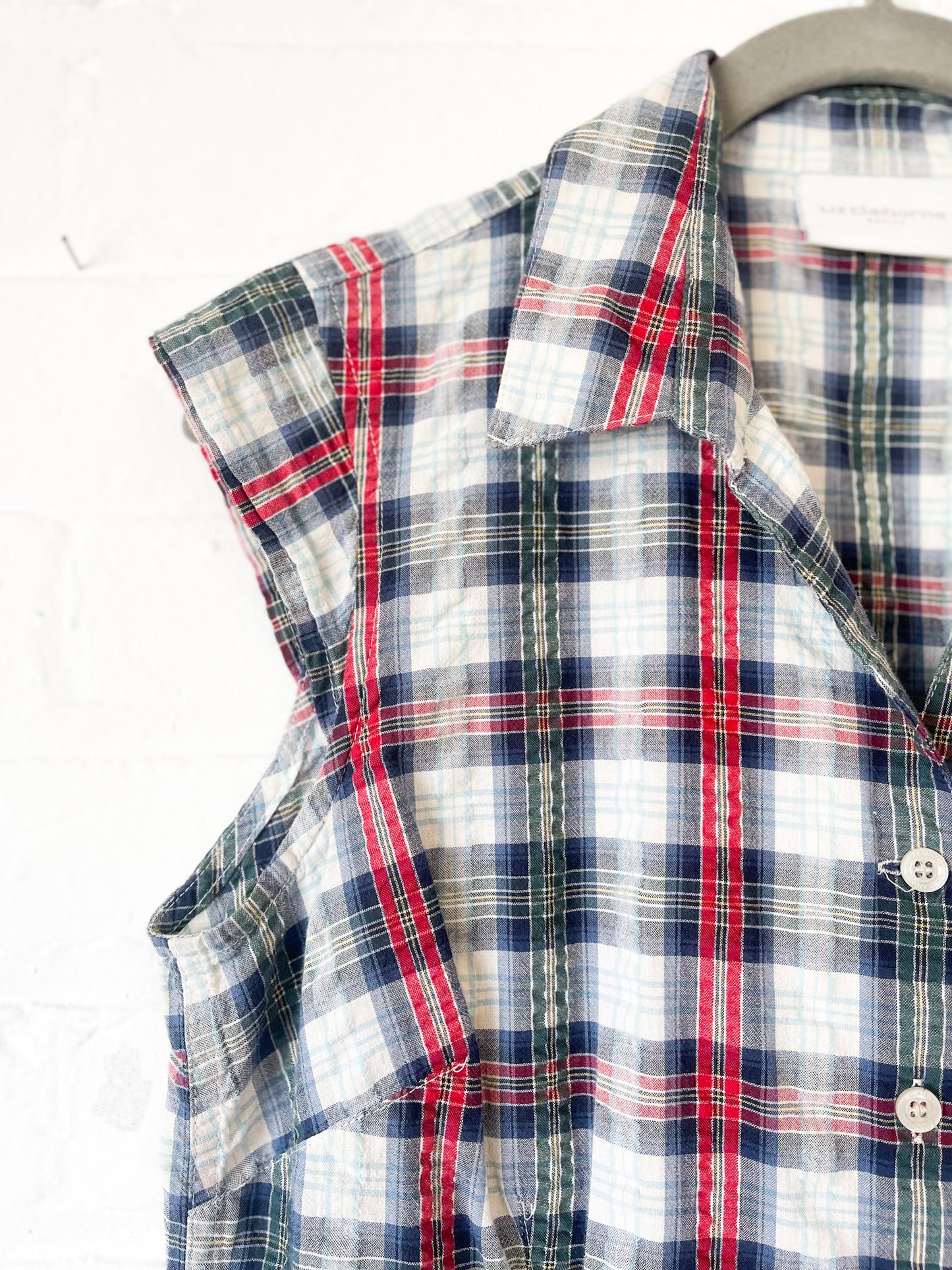 Plaid Cap Sleeve Blouse