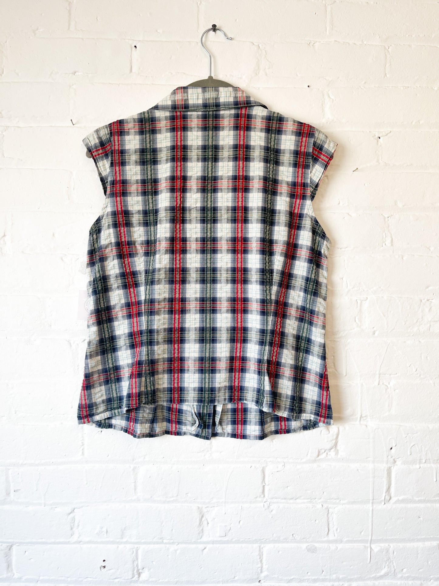 Plaid Cap Sleeve Blouse