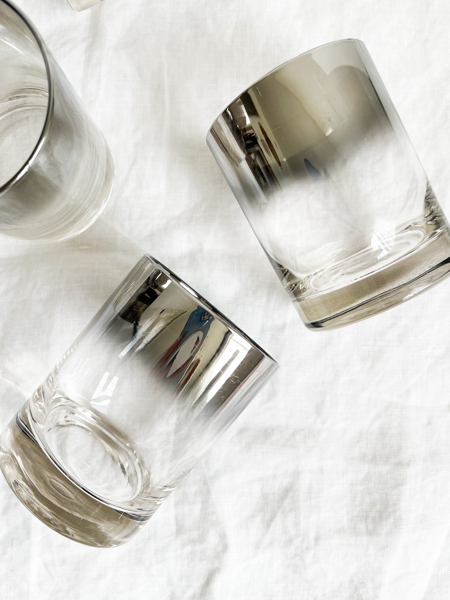 Mid Century Modern Queen's Lusterware Silver Mercury Cocktail Glass Set